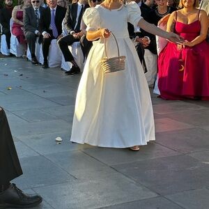 Elegant White Puff Sleeve Dress Flower Girl Dress